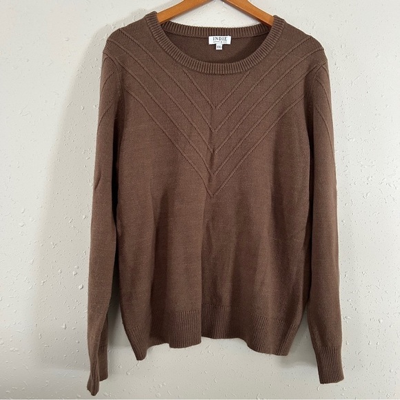 🦋 Indie Brown Crew Neck Sweater XXL Fall Winter Comfy Cozy - Picture 1 of 6